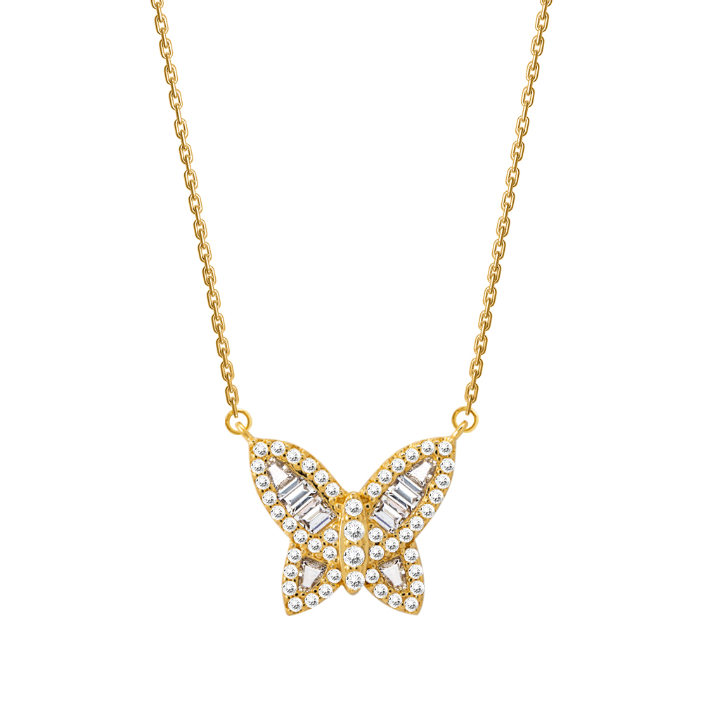 Picture of Juvenis Endless Butterfly Necklace Gold White JLJ-CG20N3136S-G-NL-W